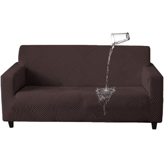 MeyJey Waterproof Sofa Cover Slipcover Couch Cover Set for 3 Seat Sofa Stretch Couch Protector for Kids Dogs Cats Pets, Brown