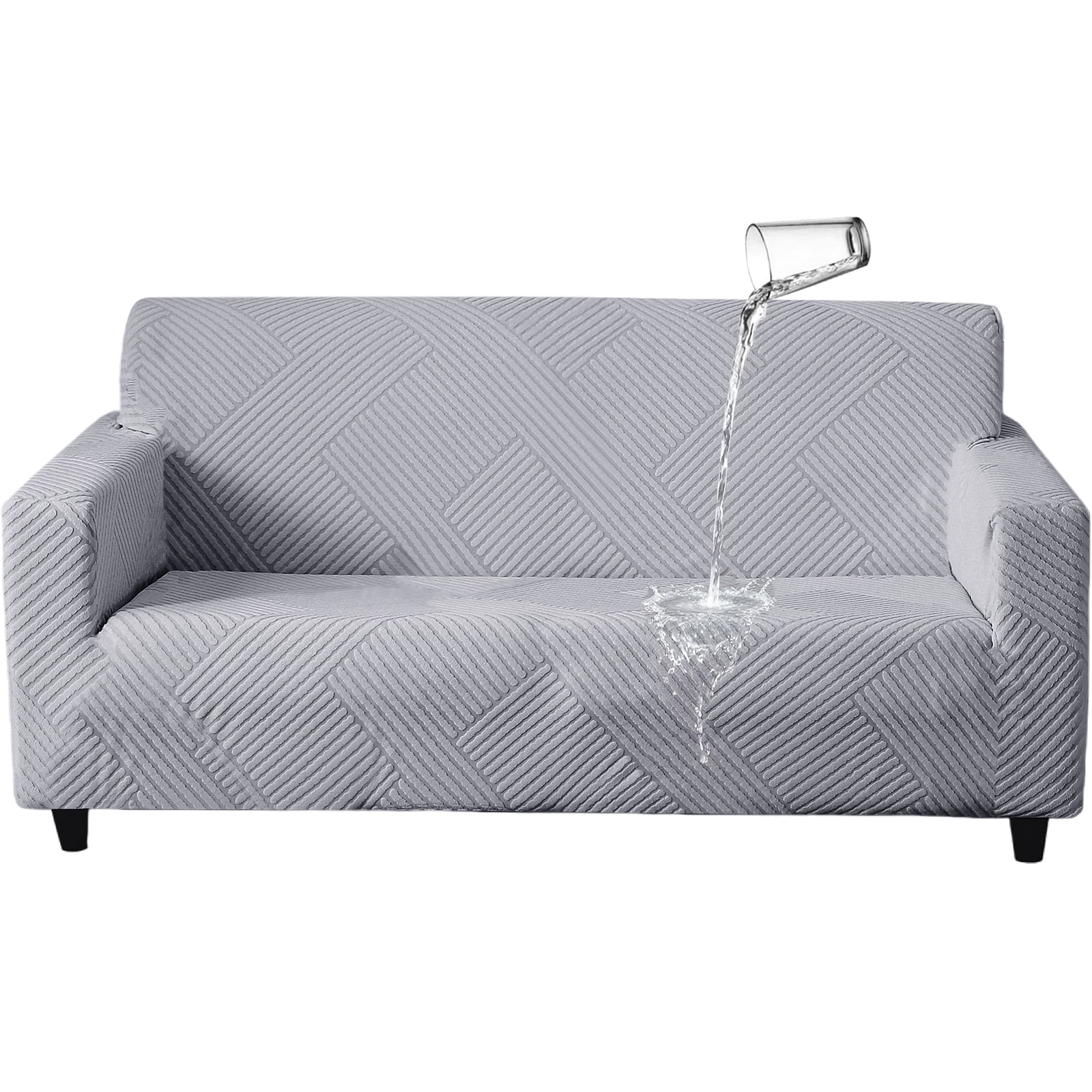 MeyJey Waterproof Sofa Cover, Slipcover for Loveseat Sofa, Stretch Furniture Protector for Kids Dogs Cats Pets, Gray