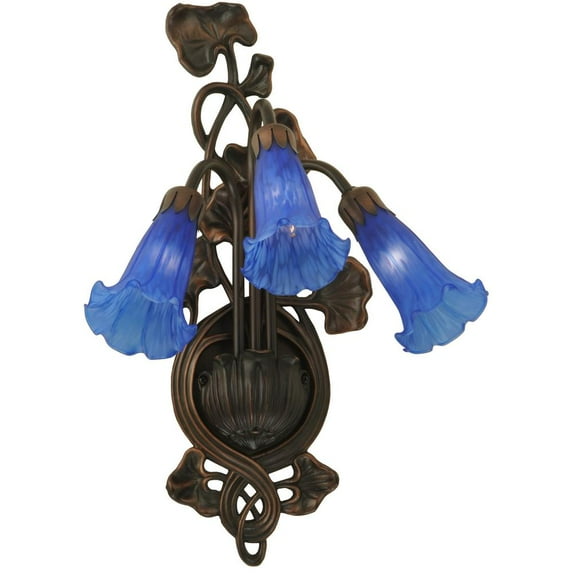 Meyda 10.5"W Blue Pond Lily 3 LT Wall Sconce