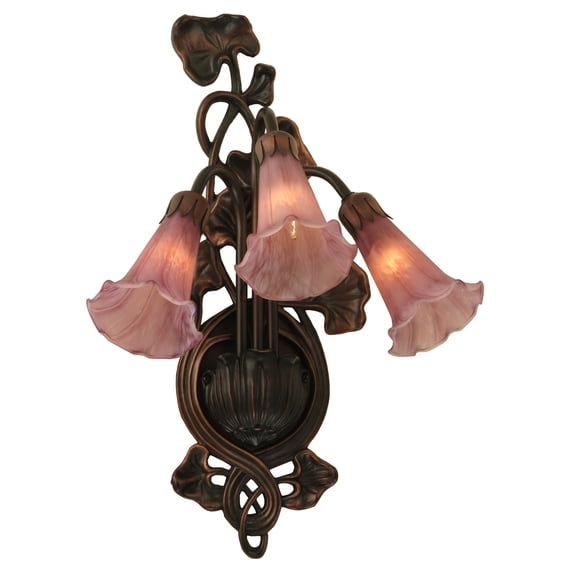 Meyda 10.5"W Lavender Pond Lily 3 Lt Wall Sconce
