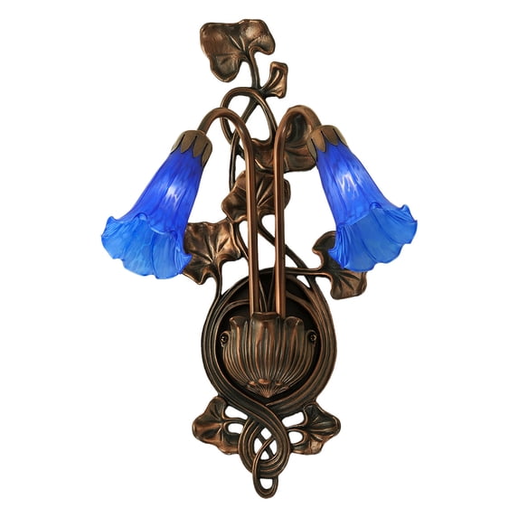 Meyda 11"W Blue Pond Lily 2 LT Wall Sconce