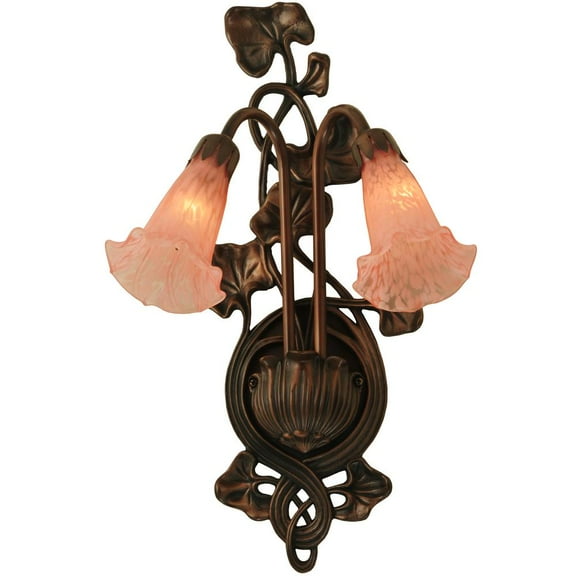 Meyda Tiffany 17552 Lilies 11" Wide 2 Light Double Sconce - Pink