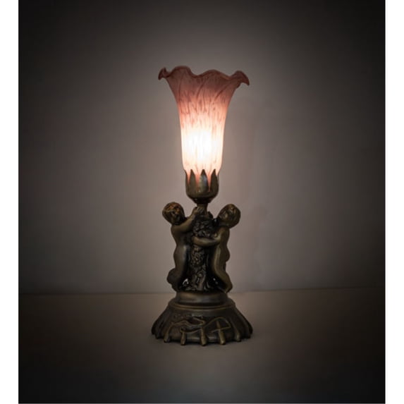 Meyda 11015 13 in. Twin Cherub Pond Lily Mini Lamp