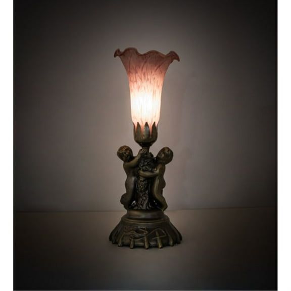Meyda 11015 13 in. Twin Cherub Pond Lily Mini Lamp