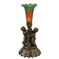 thumbnail image 1 of Meyda 11428 12 in. Amber & Green Cherub Pond Lily Mini Lamp, 1 of 2