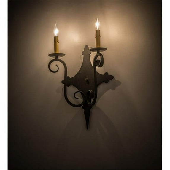 Meyda 115269 12 in. Angelique 2 Light Wall Sconce, Chestnut