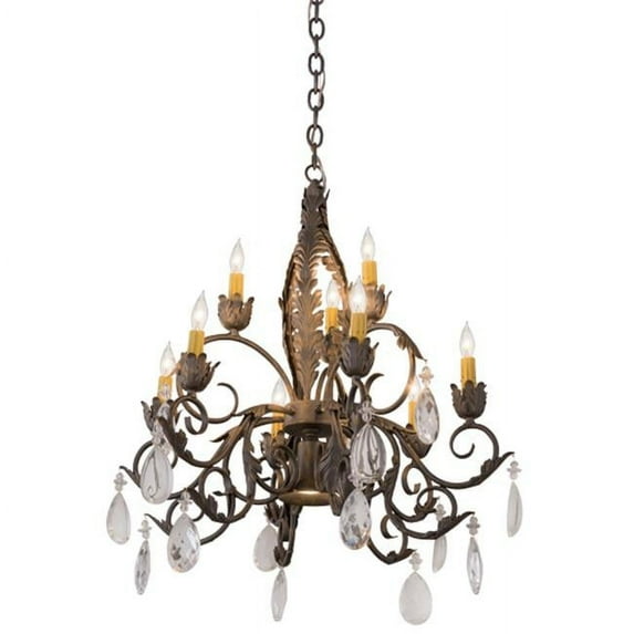 Meyda 116318 26 in. New Country French 9 Light Chandelier, French Bronze