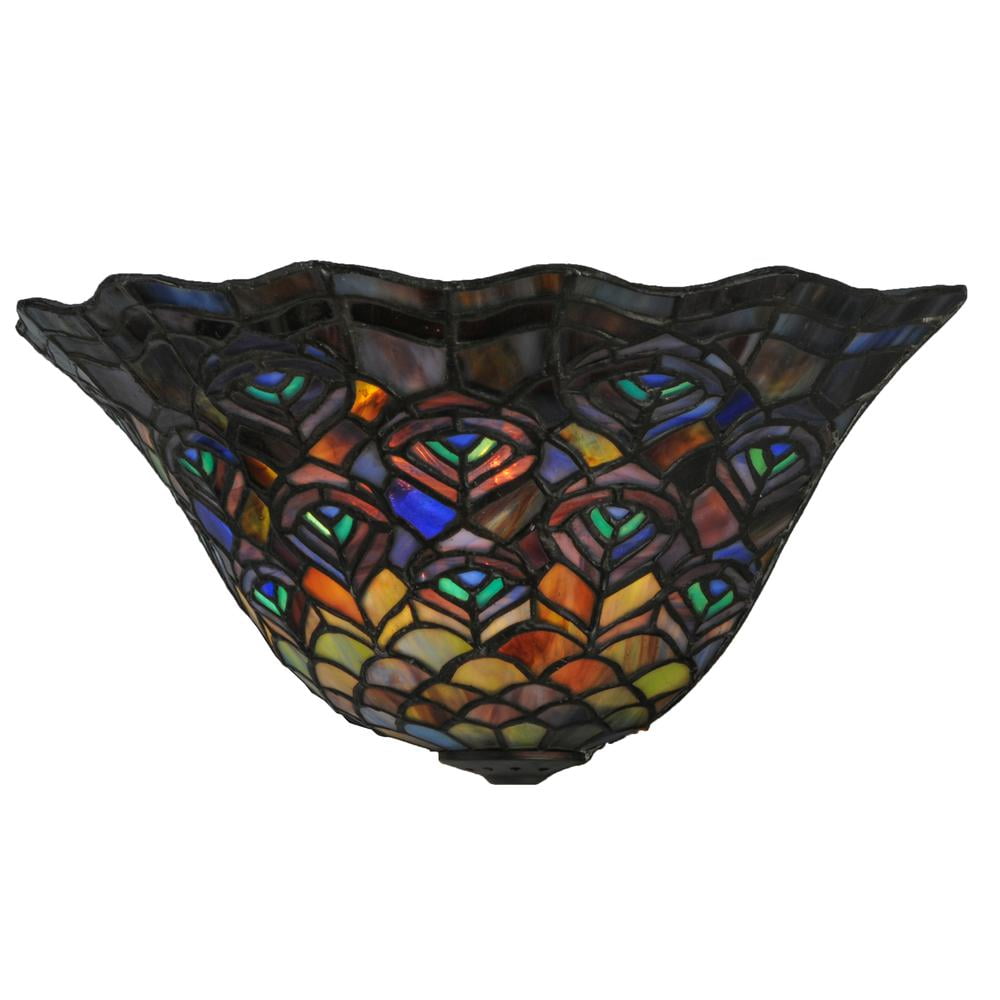 Elegant Peacock Feather 2-Light Tiffany Style Wall Sconce