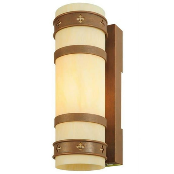 Meyda 137535 7 in. Byzantine Wall Sconce, Carmel Onyx Antique Rust - Acrylic