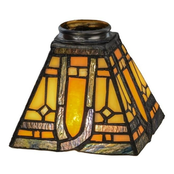 Meyda 137959 5 in. Square Sierra Prairie Mission Shade - Mission Art Glass Prairie