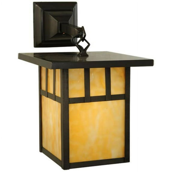 Meyda 139338 9 in. Hyde Park Double Bar Mission Hanging Wall Sconce, Beige Craftsman