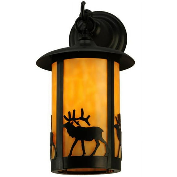 Meyda 140655 8 in. Fulton Elk Hanging Wall Sconce, Beige Craftsman