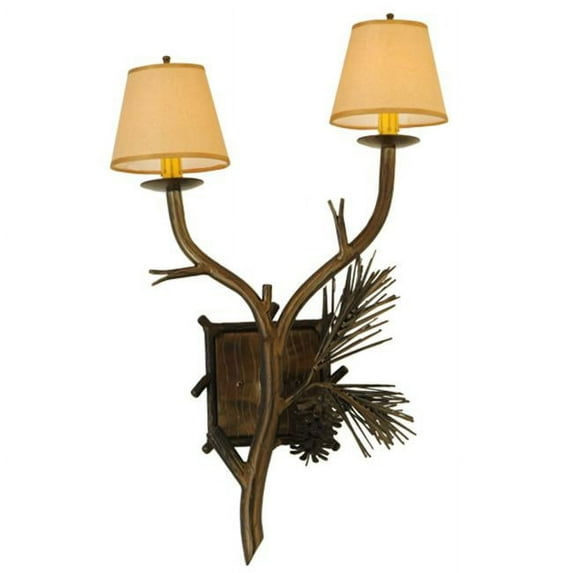 Meyda 141317 26 in. Lone Pine 2 Light Wall Sconce, Antique Copper