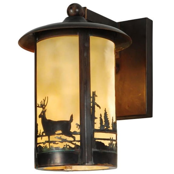 Meyda 142107 8 in. Fulton Deer Creek 1 Light Wall Sconce, Beige Vintage Copper