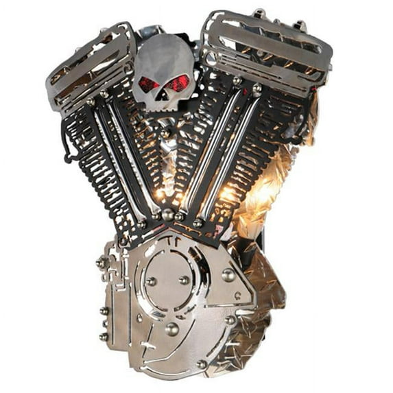 Meyda 142922 15 in. Motorcycle Motor Wall Sconce, Steel & Black