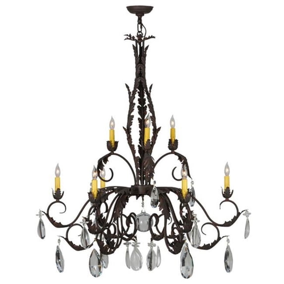 Meyda 143064 38.5 in. New Country French 9 Light Chandelier, Crystal Ball & No Downlight