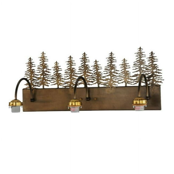Meyda 143374 28 in. Trees 3 Light Vanity Hardware, Antique Copper
