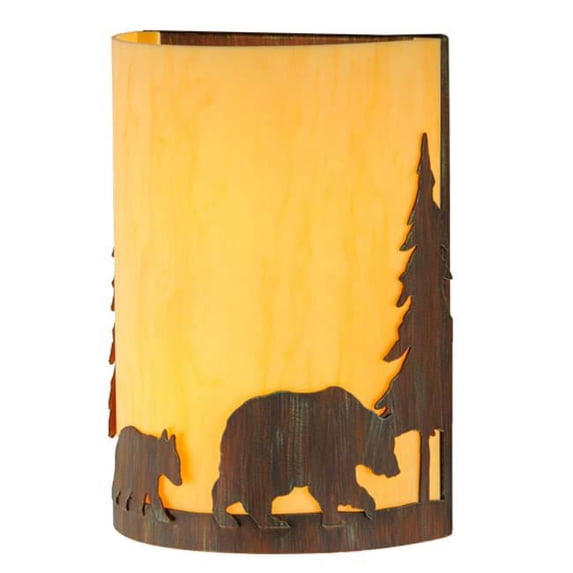 Meyda 143417 10 in. Pine Tree & Bear Wall Sconce