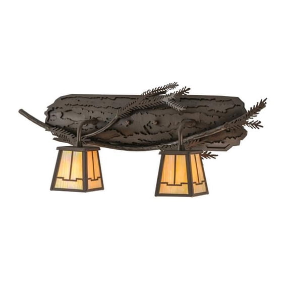 Meyda 145307 25 in. Pine Branch Valley View 2 Light Vanity Light, Cafe Noir & Bai
