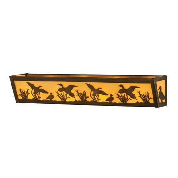 Meyda 145714 24 in. Ducks in Flight Vanity Light, Antique Copper & Earth Marble Acrylic