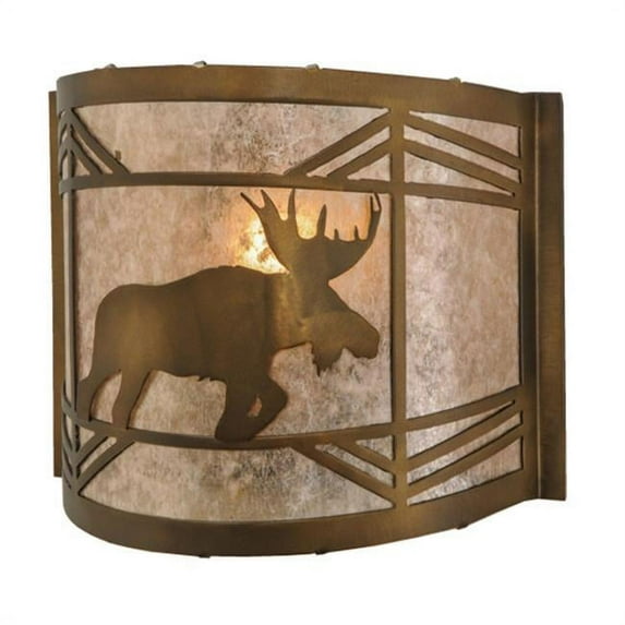 Meyda 148035 11 in. Lone Moose Wall Sconce, Antique Copper & Silver Mica