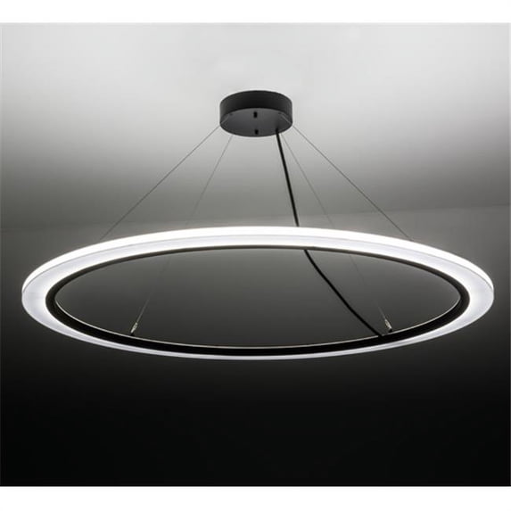 Meyda 148857 60 in. Anillo Dimmable LED Pendant, Solar Black & White Acrylic