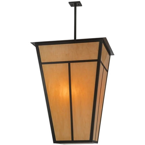 Meyda 149259 36 in. Square T Mission Pendant, Timeless Bronze & Earth Marble