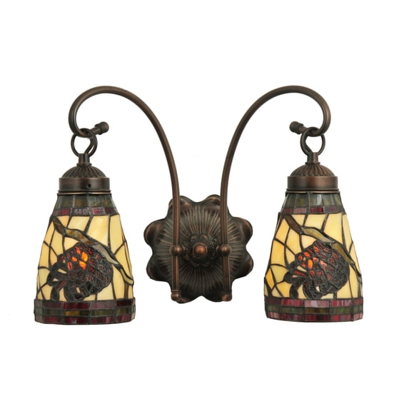 Meyda 15" Wide Tiffany Pinecone 2 Light Wall Sconce