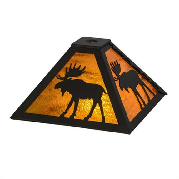 Meyda 151462 11.5 in. Square Moose Through The Trees Shade, Oil Rubbed Bronze & Ha
