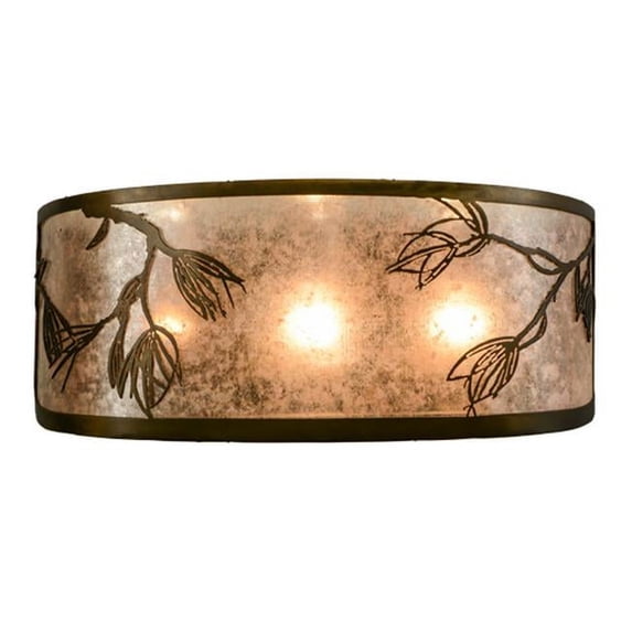 Meyda 154441 20 in. Lone Pine Vanity Light, Antique Copper & Silver Mica