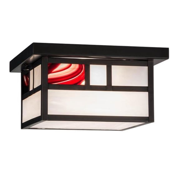 Meyda 155892 12 in. Square Hyde Park Double Bar Mission Flushmount, Ca & Brb Craftsman