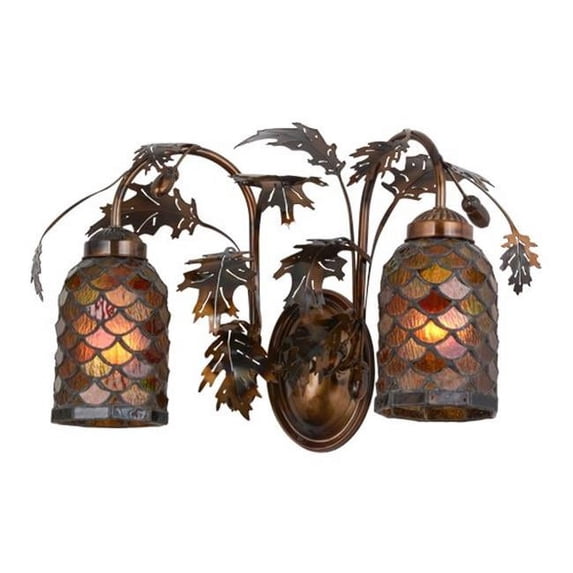 Meyda 157211 20 in. Oak Leaf & Acorn 2 Light Wall Sconce