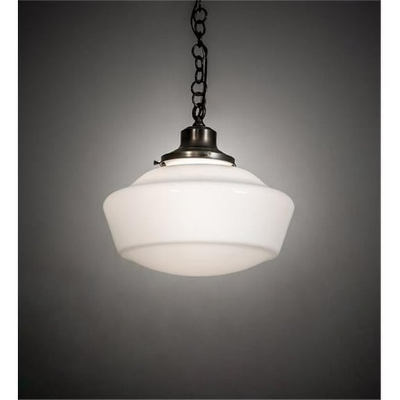 Meyda 158020 16 in. Revival Schoolhouse with Traditional Globe Pendant, Antique Brass