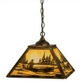 thumbnail image 1 of Meyda 164026 16 in. Square Canoe At Lake Pendant, Burnished Brass Tint Beige Glass, 1 of 7