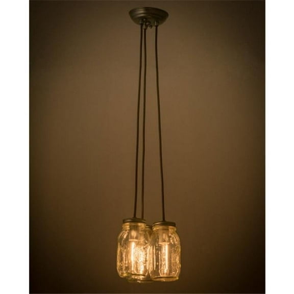 Meyda 165847 7 in. Mason Jar 3 Light Pendant, Sparkle Silver