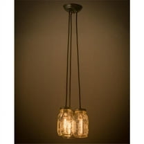 Meyda 165847 7 in. Mason Jar 3 Light Pendant, Sparkle Silver
