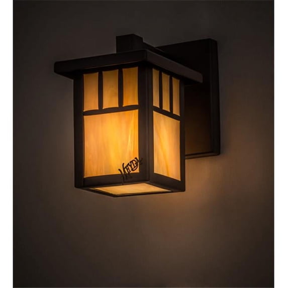 Meyda 168890 5 in. Hyde Park Double Bar Mission Solid Mount Wall Sconce, Oil Rubbed Bronze & Bai