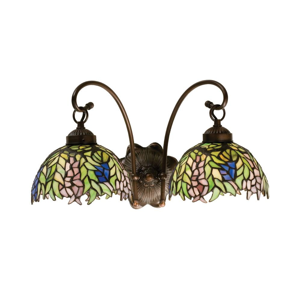 Elegant 18" Chrome Honey Locust Tiffany-Style Wall Sconce