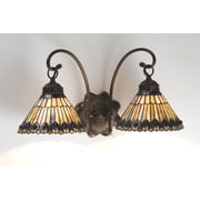 Meyda 18"W Tiffany Jeweled Peacock 2 LT Wall Sconce