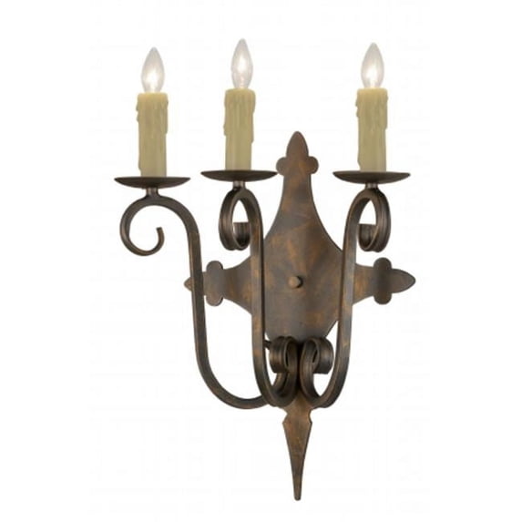 Meyda 180032 15.5 in. Angelique 3 Light Wall Sconce Hardware, French Bronze