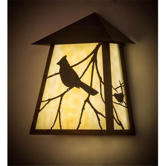 Meyda 183213 9 in. Seneca Song Bird Wall Sconce, Beige Vintage