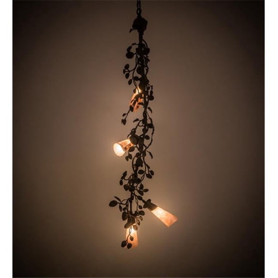 Meyda 185117 16 in. Vinca Vine 4 Light Chandelier, Textured Black & Silver Mica