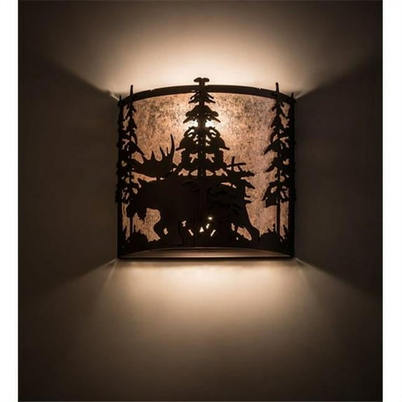 Meyda 187282 12 in. Moose at Dusk Wall Sconce - Mahogany Bronze