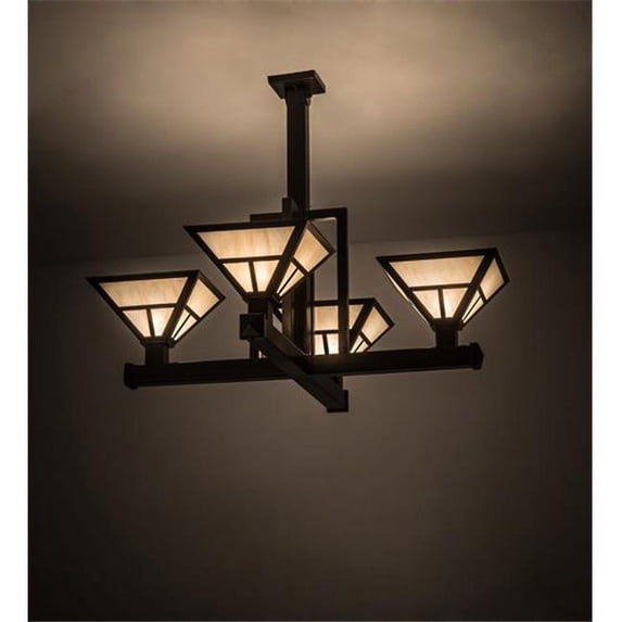 Meyda 189964 42 in. T Mission 4 Light Inverted Pendant - Timeless Bronze