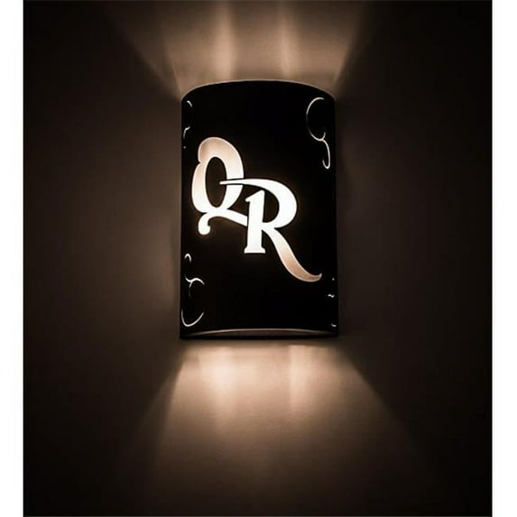 Meyda 190883 10 in. Personalized QR Monogram Wall Sconce - Black