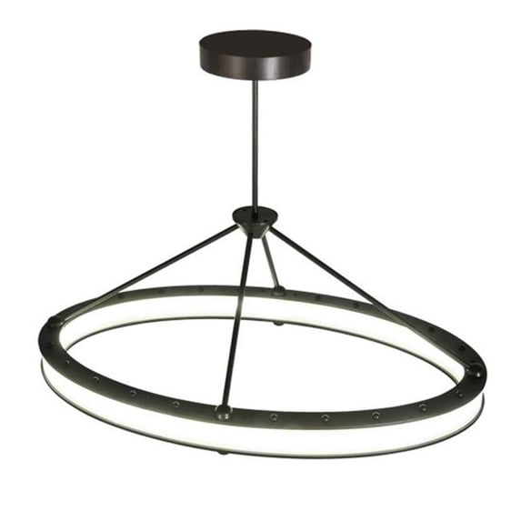 Meyda 194571 42 in. Anillo Gemini Oblong Pendant - Black, White & Frost