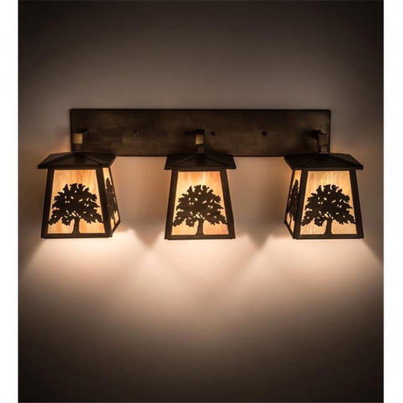 Meyda 194756 32 in. Oak Tree 3 Light Vanity Light - Antique Copper
