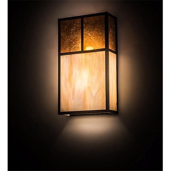 Meyda 194854 10 in. Hyde Park T Mission Wall Sconce - Craftsman Brown