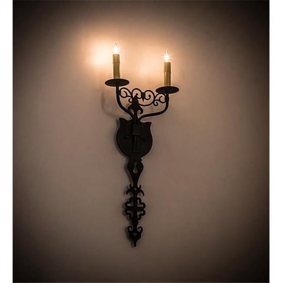 Meyda 196246 11 in. Merano 2 Light Wall Sconce - Antique