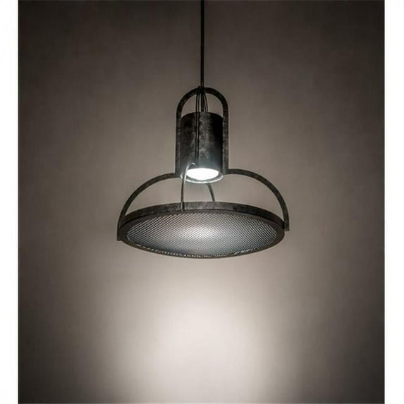 Meyda 203387 20 in. Butler Weave-Tex Pendant - Smoke & Solar Black